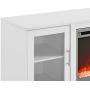 Walker Edison Griffith Contemporary Double Glass Door Fireplace TV Stand, 52 Inch, White
