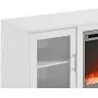 Walker Edison Griffith Contemporary Double Glass Door Fireplace TV Stand, 52 Inch, White Walker Edison Griffith Contemporary Double Glass Door Fireplace TV Stand, 52 Inch, White