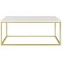 Walker Edison Modern Marble and Metal Frame Open Rectangle Coffee Accent Living Room Ottoman Table, 42 Inch, Marble & Gold