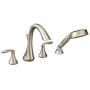 MOEN T944BN Eva Collection Two Handle Deck Mount Roman Tub Faucet Trim Kit with Single Function Handshower Valve Required, Brushed Nickel