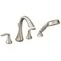 MOEN T944BN Eva Collection Two Handle Deck Mount Roman Tub Faucet Trim Kit with Single Function Handshower Valve Required, Brushed Nickel