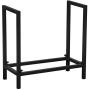 MBQQ Industrial Rustic 24'' Firewood Log Rack for Home Fire Place Decoration,Indoor Outdoor Wrought Iron Firewood Holders,Lumber Storage Stacking,Metal Firewood Racks,Black