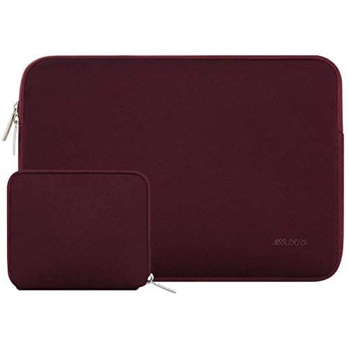 MOSISO Laptop Sleeve Compatible with MacBook Pro 15 inch Touch Bar A1990 A1707, Dell XPS 15,ThinkPad X1 Yoga (1-4th Gen),Surface Laptop 3 15,Water Repellent Neoprene Bag with Small Case, Wine Red