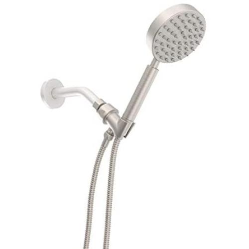 All Metal Hand Held Shower Head with Hose and Holder, Brushed Nickel | 2.5 GPM Rainfall Flow with Removable Restrictor | 4'' Handheld Showerhead, 72 Inch Long Flexible Hose, Adjustable Bracket