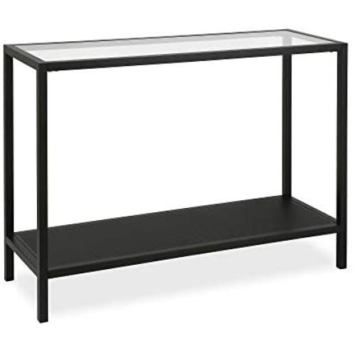 Henn&Hart Industrial Metal Perforated Mesh Shelf Console table, 1, Black