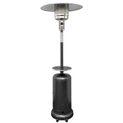 Hiland HLDS01-WCBT 48,000 BTU Propane Patio Heater w/Wheels and Table, Large, Hammered Silver