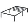 PrimaSleep Platform 14 inch Dura Metal Steel Slate Bed Frame/Noise Free, Twin, Black