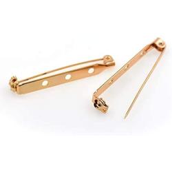 Brass Brooch Pin,3 Holes Metal Parts for Handmade Accessories,Safety Pin Charm,Multiple Size Choose.20Pcs (Rosegold, 33.5x4.5mm)