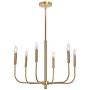MOTINI 6 Lights Brushed Brass Chandelier Lighting Fixture for Dining Room Adjustable Height Metal Pendant Light Modern Farmhouse Chandelier for Bedroom Living Room Kitchen Island Foyer