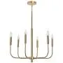 MOTINI 6 Lights Brushed Brass Chandelier Lighting Fixture for Dining Room Adjustable Height Metal Pendant Light Modern Farmhouse Chandelier for Bedroom Living Room Kitchen Island Foyer