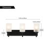 VINLUZ 3-Light Modern Bathroom Vanity Light Fixtures Black Finished Metal Wall Lighting sonces with White Alabaster Glass for Bedrooms Living Rooms Hallway