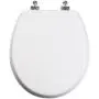 TOPSEAT Round Toilet Seat w/Chromed Metal Hinges, Wood, White TOPSEAT Round Toilet Seat w/Chromed Metal Hinges, Wood, White