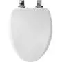 BEMIS 19170CHSL 000 Alesio II Toilet Seat with Chrome Hinges will Slow Close, Never Loosen and Provide the Perfect Fit, ELONGATED, Durable Enameled Wood, White