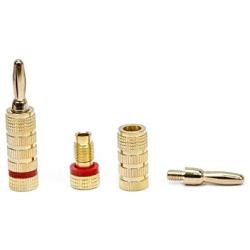 Monoprice 109436 Gold Plated Speaker Banana Plugs – 5 Pairs – Closed Screw Type, For Speaker Wire, Home Theater, Wall Plates And More