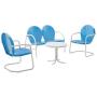 Crosley Furniture Griffith 4-Piece Metal Outdoor Conversation Set with Table, Loveseat, and 2 Chairs - Sky Blue