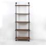KINMADE Industrial Pipe Shelf Floating Wall Shelf Rustic Wood with Black Iron Pipe 5 Tier