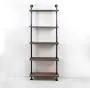 KINMADE Industrial Pipe Shelf Floating Wall Shelf Rustic Wood with Black Iron Pipe 5 Tier KINMADE Industrial Pipe Shelf Floating Wall Shelf Rustic Wood with Black Iron Pipe 5 Tier