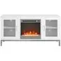 Walker Edison Griffith Contemporary Double Glass Door Fireplace TV Stand, 52 Inch, White Walker Edison Griffith Contemporary Double Glass Door Fireplace TV Stand, 52 Inch, White