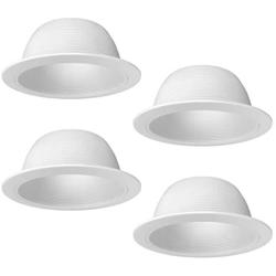 [4-Pack] PROCURU 6'' White Baffle Metal Recessed Can Light Trim - for BR30/38/40, PAR30/38/40 LED, Incandescent, CFL, Halogen