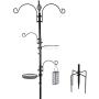 DAINTIER Bird Feeding Station Kit for Outdoors, 5 Prong Base, 92 Inch Black Metal Pole, Birdfeeder Birdbath Planter Hanger for Attracting Wild Birds
