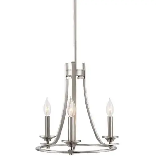 Kira Home Leia 14'' Modern 3-Light Kitchen Light Pendant Wagon Wheel Chandelier, Adjustable Height, Brushed Nickel Finish Kira Home Leia 14'' Modern 3-Light Kitchen Light Pendant Wagon Wheel Chandelier, Adjustable Height, Brushed Nickel Finish
