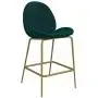 CosmoLiving by Cosmopolitan Astor Upholstered Counter Stool Green Velvet with Brass Metal Leg