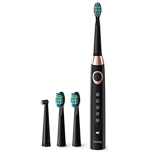 Electric Toothbrush for Adults with 5 Deep Cleaning Modes, Smart Timer, Dentists Recommend Sonic Whitening Toothbrush & Wireless Charging with 30 Days Battery Life, 3 Brush Heads Black by Dnsly