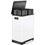 White Stainless Steel Step Trash Can - 16 Gallon Garbage Bin with Soft Close Lid - Dual Compartment Waste Can with 30 Liters Capacity in Each - Recycling Bin by ToiletTree Products White Stainless Steel Step Trash Can - 16 Gallon Garbage Bin with Soft Close Lid - Dual Compartment Waste Can with 30 Liters Capacity in Each - Recycling Bin by ToiletTree Products