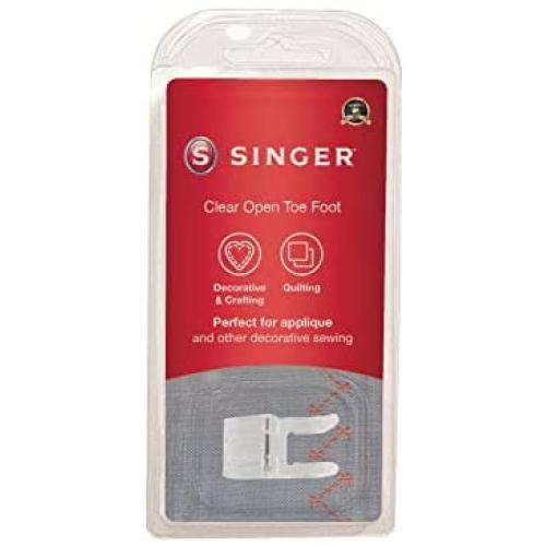 SINGER | Open Toe Foot Presser Foot, Underside Groove Allows Dense Stitches, Ribbons & Trims to Feed Smoothly Under the Foot - Sewing Made Easy