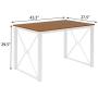 Sense FV Dining Table Set,3 Pieces Modern Kitchen Table Set with 2 Benches, Wood Tabletop with Metal Frame,White