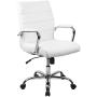 Flash Furniture Mid-Back White LeatherSoft Executive Swivel Office Chair with Chrome Base and Arms