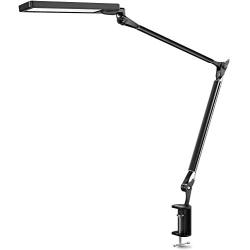 BYB E476 Metal Architect LED Desk Lamp, Swing Arm Task Lamp with Clamp, Eye-Care Drafting Table Lamp, Dimmable Office Light, 4 Color Modes, 6 Brightness Levels, Touch Control, Memory Function, Black