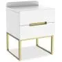 ZZBIQS Wood Nightstand Bedside Table with 2 White Drawers for Storage, Modern Side End Table with Metal Frame Leg for Living Room Bedroom Office Home Furniture (White/Gold) ZZBIQS Wood Nightstand Bedside Table with 2 White Drawers for Storage, Modern Side End Table with Metal Frame Leg for Living Room Bedroom Office Home Furniture (White/Gold)