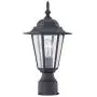 Gruenlich Outdoor Post Lighting Fixture with One E26 Medium Base Max 60W, Metal Housing Plus Glass, Bulb Not Included (Black Finish)