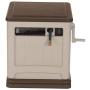 Suncast Resin Swivel Hose Hideaway with Hose Guide - Durable Outdoor Hose Storage Reel with Swivel Base, Crank Handle, Lid, and Slide Trak Hose Guide - 225 Hose Capacity - Mocha and Taupe