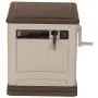 Suncast Resin Swivel Hose Hideaway with Hose Guide - Durable Outdoor Hose Storage Reel with Swivel Base, Crank Handle, Lid, and Slide Trak Hose Guide - 225 Hose Capacity - Mocha and Taupe