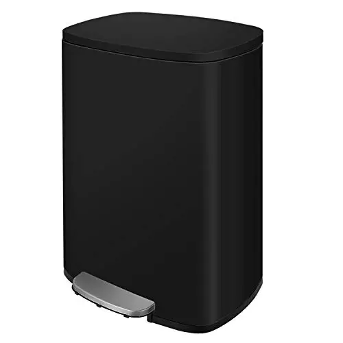 HEMBOR 13.2 Gallon(50L) Trash Can, Stainless Steel Rectangular Garbage Bin with Lid and Inner Bucket, Silent Open and Close Dustbin with Durable Pedal, Suit for Home Office Indoor Outdoor, Black HEMBOR 13.2 Gallon(50L) Trash Can, Stainless Steel Rectangular Garbage Bin with Lid and Inner Bucket, Silent Open and Close Dustbin with Durable Pedal, Suit for Home Office Indoor Outdoor, Black