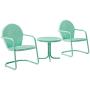 Crosley Furniture KO10004AQ Griffith 3-Piece Retro Metal Outdoor Seating Set with 2 Chairs and Side Table, Aqua