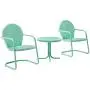Crosley Furniture KO10004AQ Griffith 3-Piece Retro Metal Outdoor Seating Set with 2 Chairs and Side Table, Aqua
