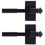 H.VERSAILTEX Magnetic Curtain Rods for Metal Doors Multi-Use Rods for Small Windows Cafe Sidelight and Iron Steel Places, Tool Free with Square Finials (2 Pack, Adjust from 9 to 16 Inch, Black)