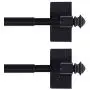 H.VERSAILTEX Magnetic Curtain Rods for Metal Doors Multi-Use Rods for Small Windows Cafe Sidelight and Iron Steel Places, Tool Free with Square Finials (2 Pack, Adjust from 9 to 16 Inch, Black)