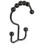 2lbDepot Double Shower Curtain Hooks Rings (Matte Black Decorative Finish) Premium Rust Resistant Stainless Steel Metal Hook, Roller Balls Glide on Shower Rods, Set of 12