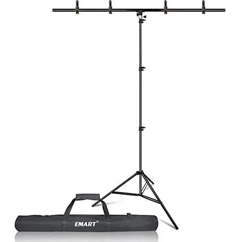 Emart T-Shape Portable Background Backdrop Support Stand Kit 5ft Wide 8.5ft Tall Adjustable Photo Backdrop Stand with 4 Spring Clamps Emart T-Shape Portable Background Backdrop Support Stand Kit 5ft Wide 8.5ft Tall Adjustable Photo Backdrop Stand with 4 Spring Clamps