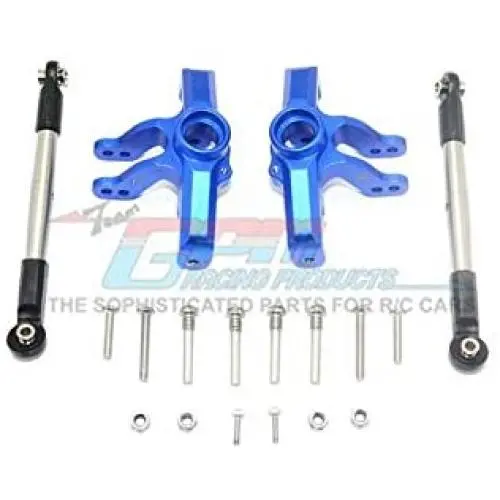 GPM Losi 1/10 Baja Rey 4WD Desert Truck (LOS03008) Upgrade Parts Aluminum Front Knuckle Arm + Stainless Steel Adjustable Tie Rods - 18Pc Set Blue