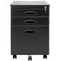 Calico Designs Metal Full Extension, Locking, 3-Drawer Mobile File Cabinet Assembled (Except Casters) for Legal or Letter Files with Supply Organizer Tray in Black