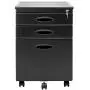 Calico Designs Metal Full Extension, Locking, 3-Drawer Mobile File Cabinet Assembled (Except Casters) for Legal or Letter Files with Supply Organizer Tray in Black