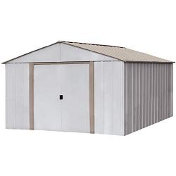 Arrow Oakbrook High Gable Steel Storage Shed, Eggshell/Taupe, 10 x 14 ft.