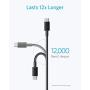 USB Type C Cable, Anker [3-Pack, 6 ft] Premium Nylon USB-C to USB-A Fast Charging Type C Cable, for Samsung Galaxy S10 / S9 / S8 / Note 8, LG V20 / G5 / G6 and More (Black)