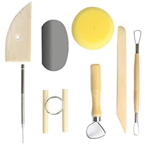 AIBER 8 Pcs Ceramic Clay Tools Set, Clay Wax Pottery Tool Kit Ceramics Wax Carving Sculpting Modeling Tools Ceramic & Pottery Tools Pottery Molding Tools