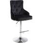 Meridian Furniture Claude Collection Modern | Contemporary Velvet Upholstered ADJUSTABLE Bar | Counter Stool with Polished Chrome Metal Base, 20.5'' W x 22'' D x 42''-50'' H, Black